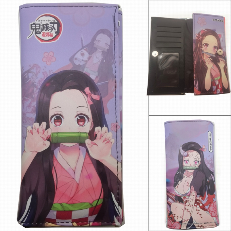Demon Slayer Kimets Anime Long Tri-Fold Wallet Wallet with Colorful Snaps