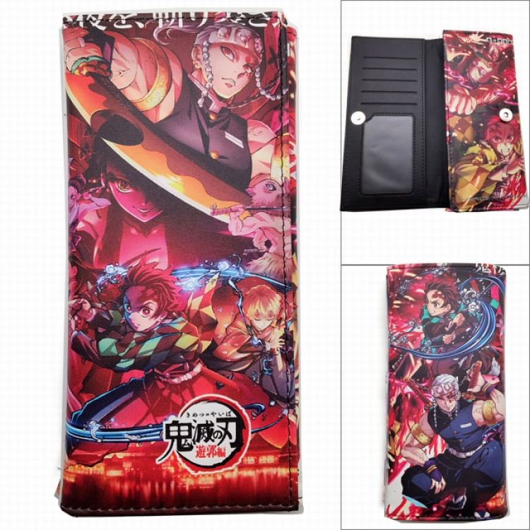 Demon Slayer Kimets Anime Long Tri-Fold Wallet Wallet with Colorful Snaps