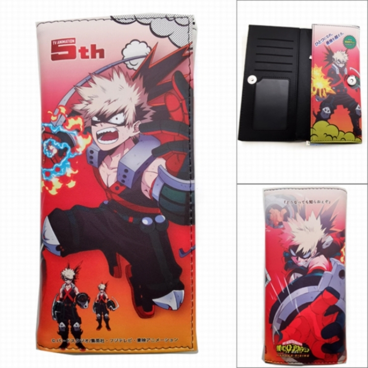 My Hero Academia Anime Long Tri-Fold Wallet Wallet with Colorful Snaps PK-070