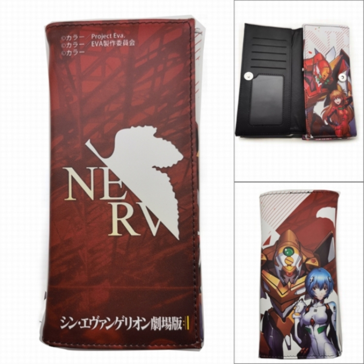 EVA Anime Long Tri-Fold Wallet Wallet with Colorful Snaps