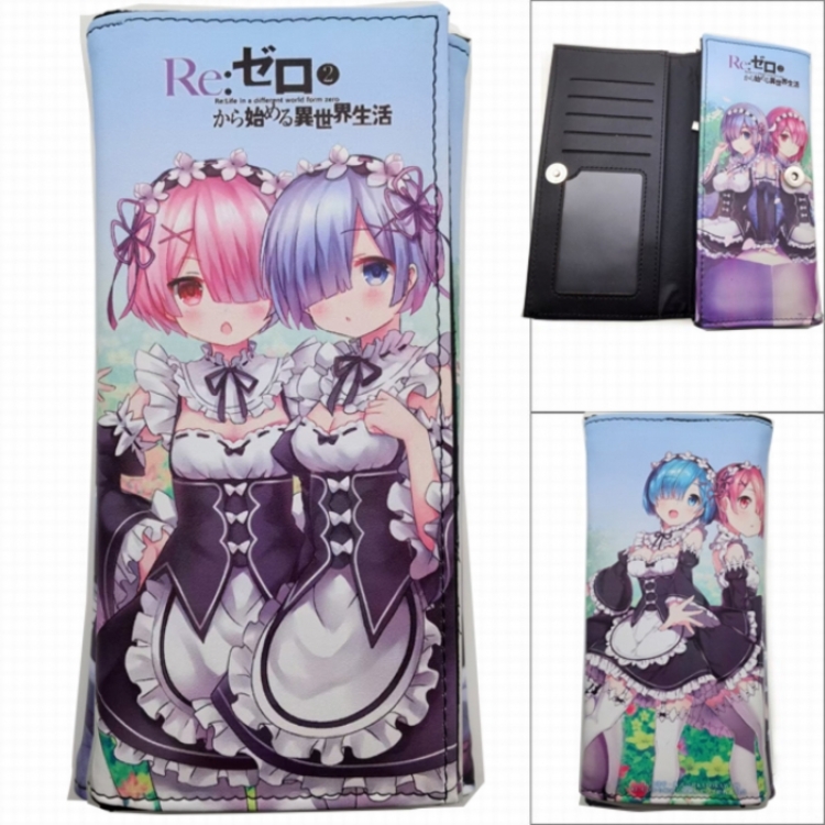 Re:Zero kara Hajimeru Isekai Seikatsu Anime Long Tri-Fold Wallet Wallet with Colorful Snaps