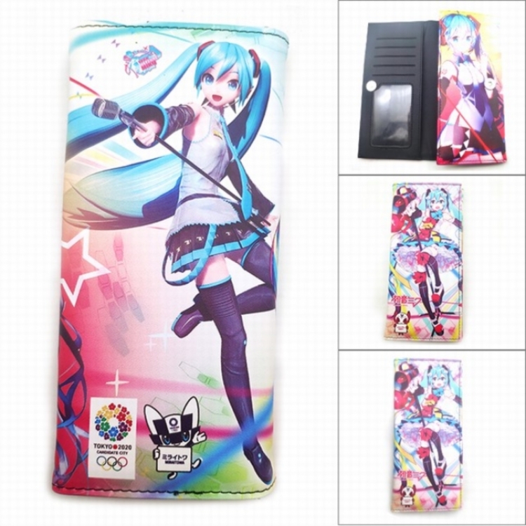 Hatsune Miku Anime Long Tri-Fold Wallet Wallet with Colorful Snaps