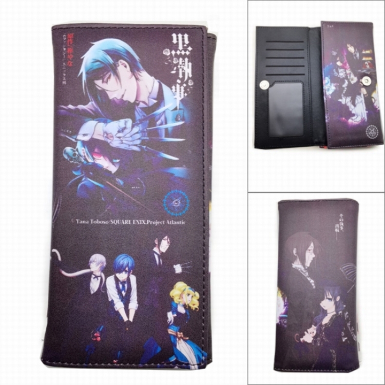 Kuroshitsuji Anime Long Tri-Fold Wallet Wallet with Colorful Snaps