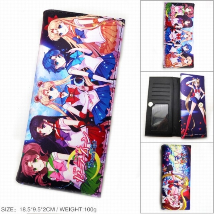 sailormoon Anime Long Tri-Fold Wallet Wallet with Colorful Snaps