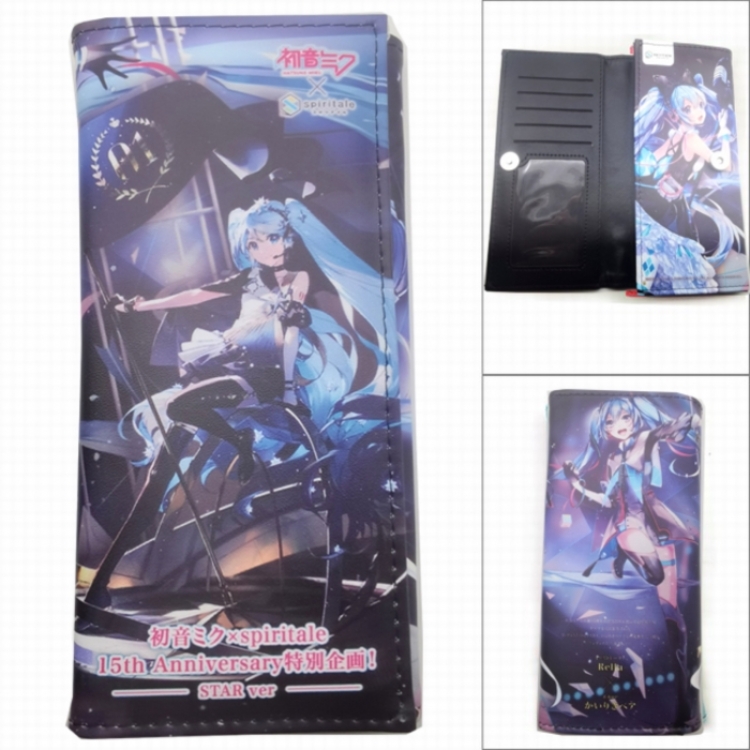 Hatsune Miku  Anime Long Tri-Fold Wallet Wallet with Colorful Snaps