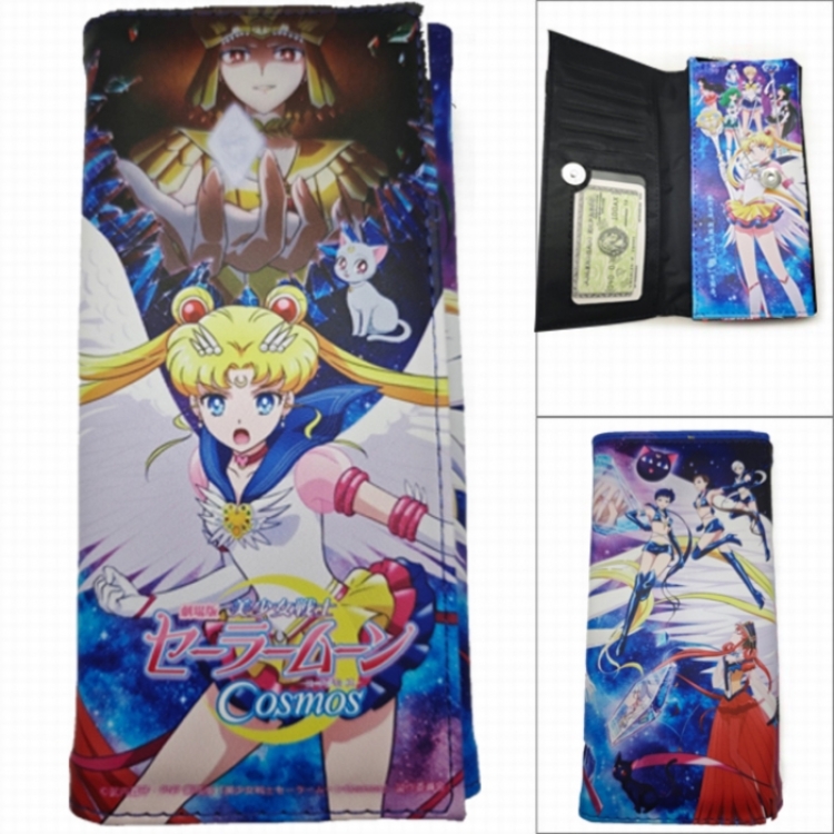 sailormoon Anime Long Tri-Fold Wallet Wallet with Colorful Snaps