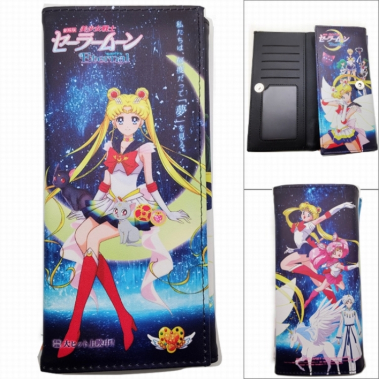 sailormoon Long Tri-Fold Wallet Wallet with Colorful Snaps