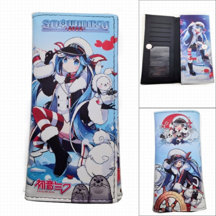 Hatsune Miku Anime Long Tri-Fold Wallet Wallet with Colorful Snaps