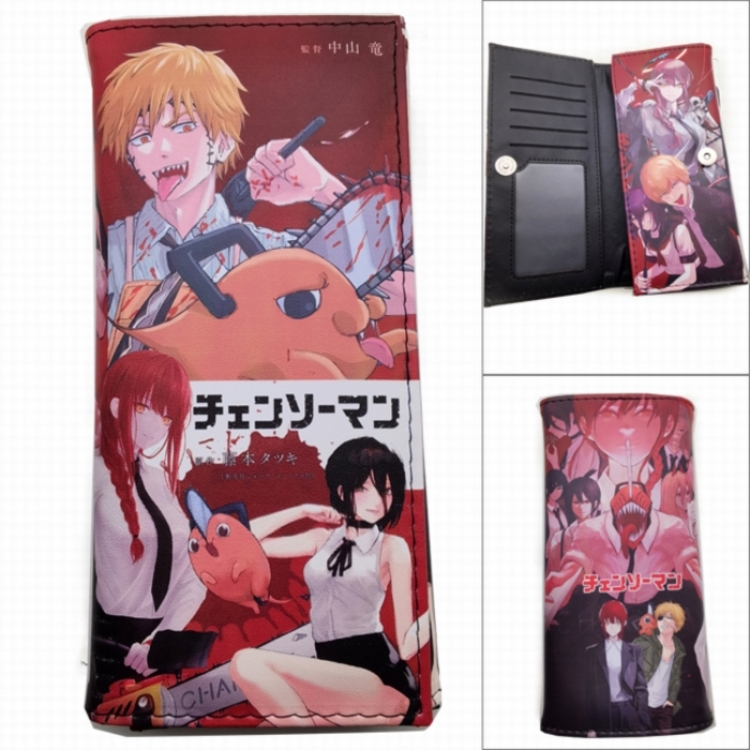 Chainsaw man Anime Long Tri-Fold Wallet Wallet with Colorful Snaps PK-063