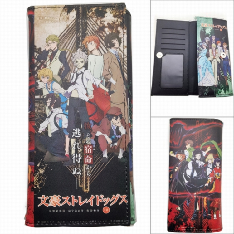 Bungo Stray Dogs Naruto Anime Long Tri-Fold Wallet Wallet with Colorful Snaps