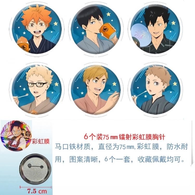 Haikyuu!! Anime Rainbow Mask Badge Brooch 75MM a set of 6