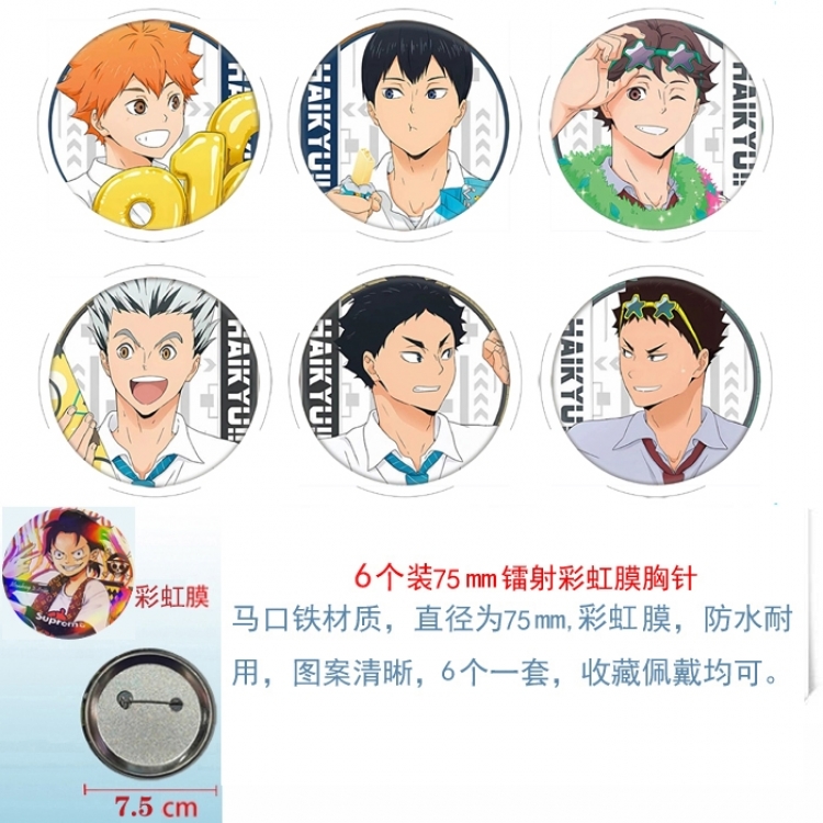 Haikyuu!! Anime Rainbow Mask Badge Brooch 75MM a set of 6