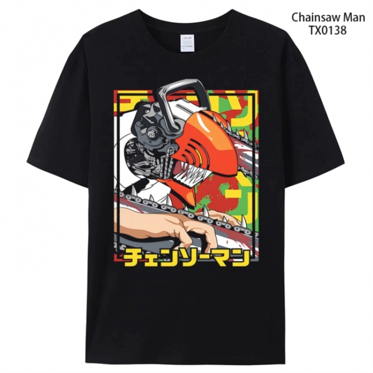 Chainsaw man Anime peripheral printed pure cotton T-shirt from S to 4XL