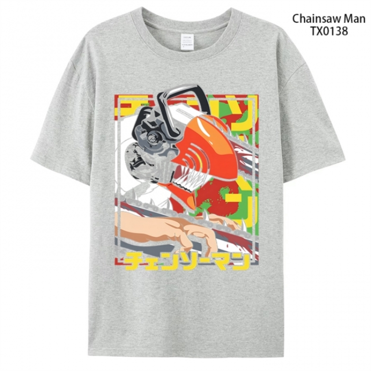 Chainsaw man Anime peripheral printed pure cotton T-shirt from S to 4XL