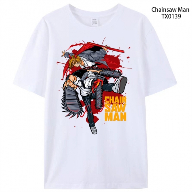 Chainsaw man Anime peripheral printed pure cotton T-shirt from S to 4XL