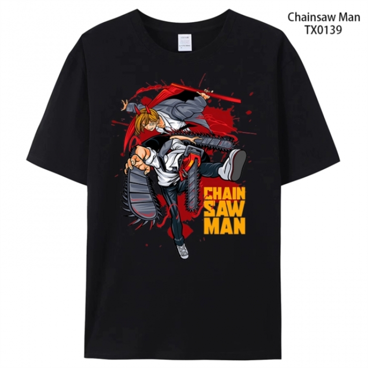 Chainsaw man Anime peripheral printed pure cotton T-shirt from S to 4XL