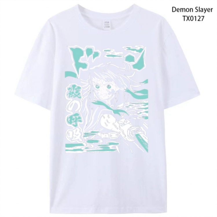 Demon Slayer Kimets Anime peripheral printed pure cotton T-shirt from S to 4XL