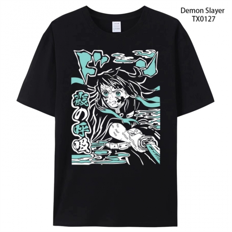 Demon Slayer Kimets Anime peripheral printed pure cotton T-shirt from S to 4XL