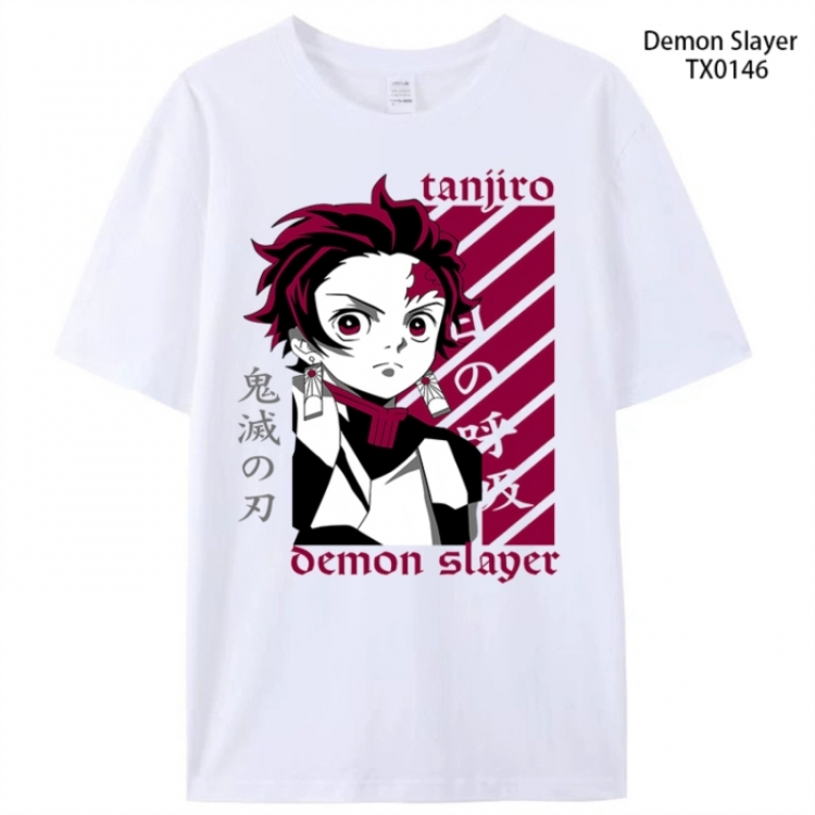 Demon Slayer Kimets Anime peripheral printed pure cotton T-shirt from S to 4XL