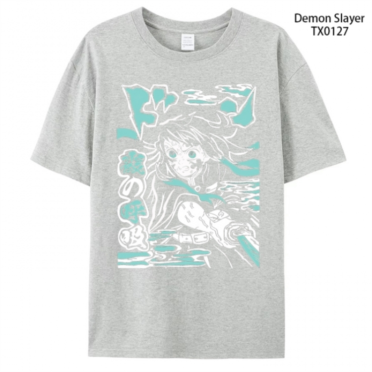 Demon Slayer Kimets Anime peripheral printed pure cotton T-shirt from S to 4XL