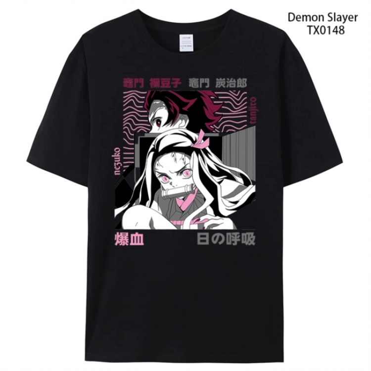 Demon Slayer Kimets Anime peripheral printed pure cotton T-shirt from S to 4XL
