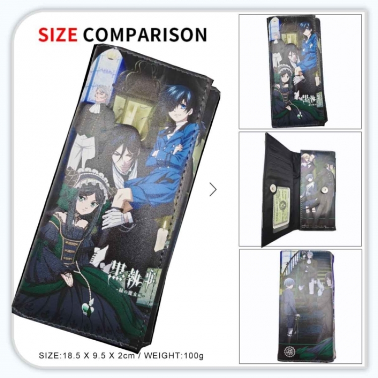Kuroshitsuji Anime wallet long wallet buckle storage bag 18.5x9.5x2CM 100g GG-077