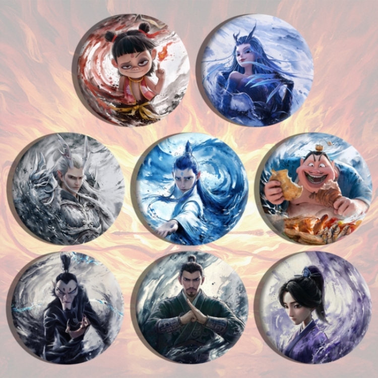 Nezha Anime tinplate brooch badge a set of 8