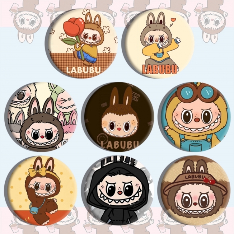 Labubu Anime tinplate brooch badge a set of 8