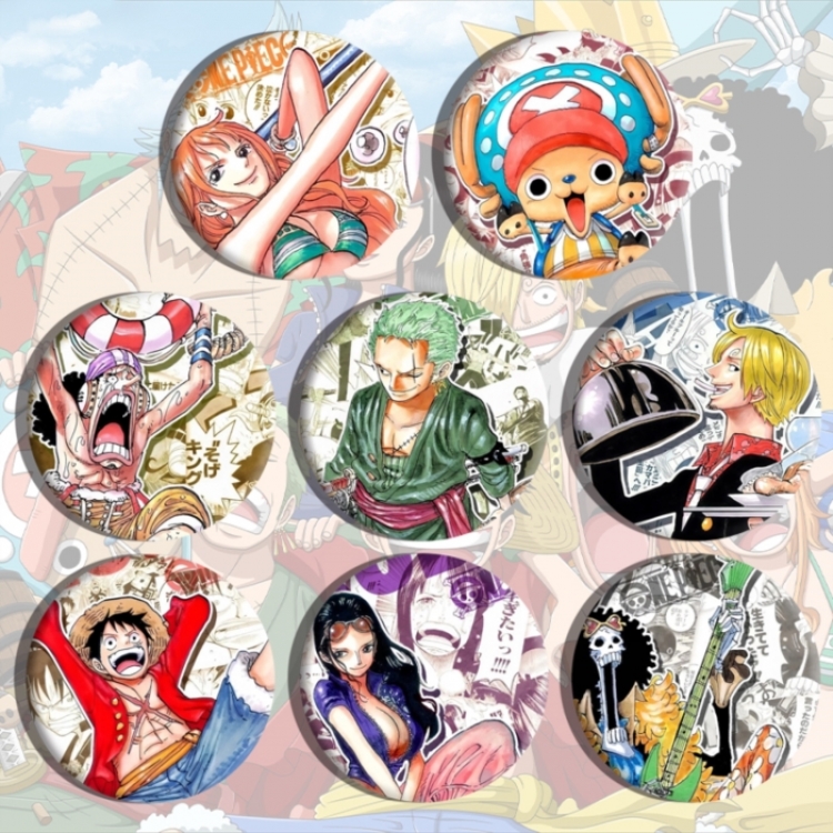 One Piece Anime tinplate brooch badge a set of 8