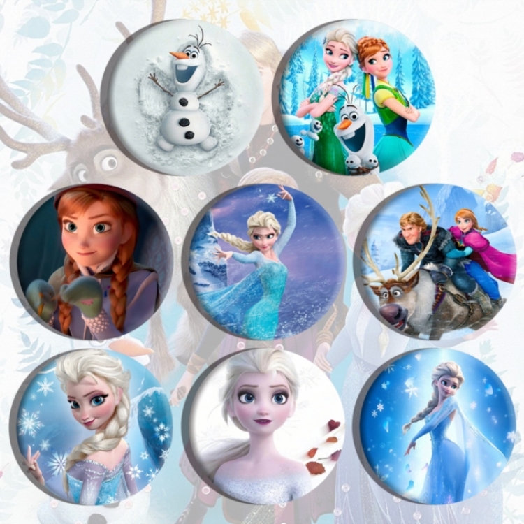 Frozen Anime tinplate brooch badge a set of 8