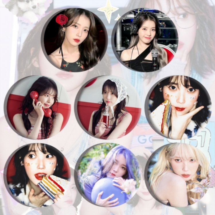 IU Anime tinplate brooch badge a set of 8