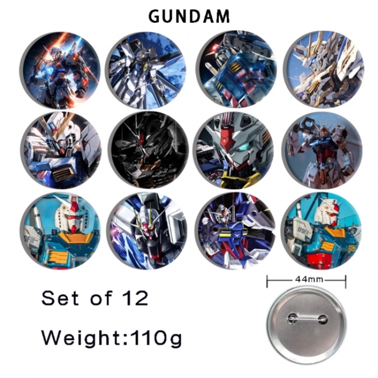 Gundam Anime tinplate bright film badge 44mm a set of 12