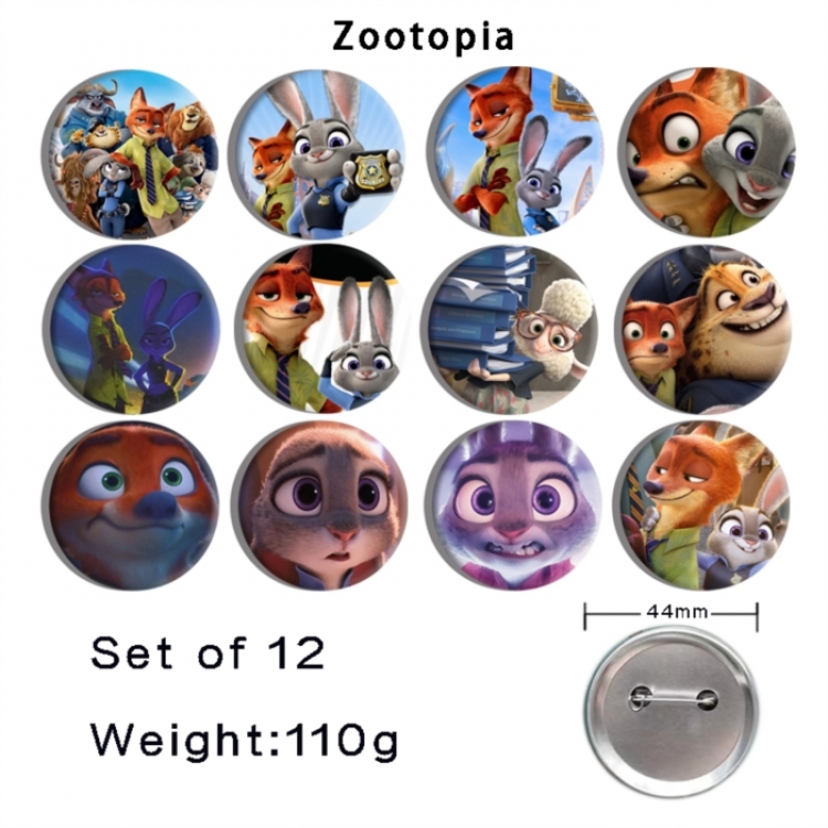 Zootopia Anime tinplate bright film badge 44mm a set of 12