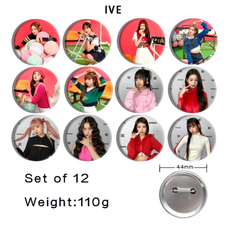 IVE Anime tinplate bright film badge 44mm a set of 12