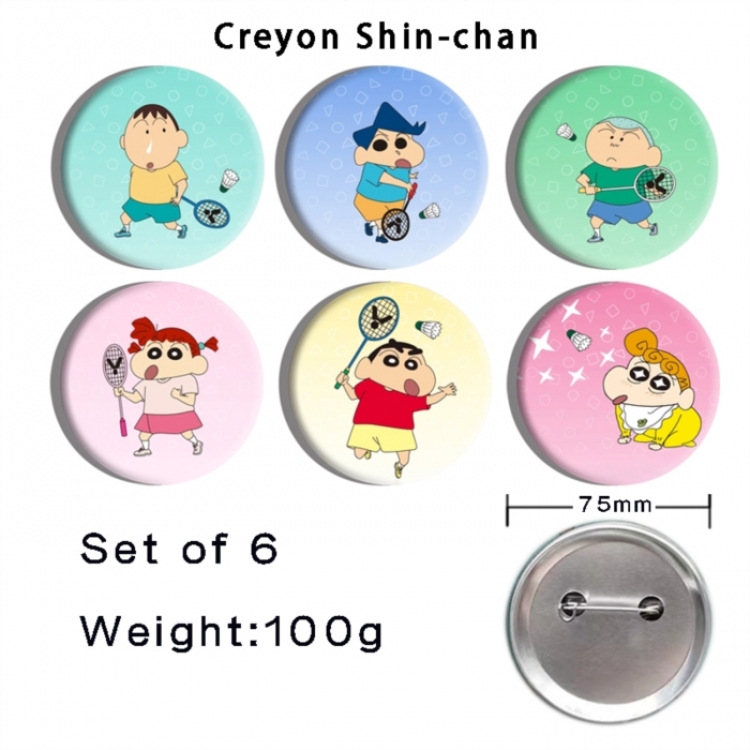 CrayonShin Anime Tinplate Bright Film Emblem Badge 75mm a set of 6
