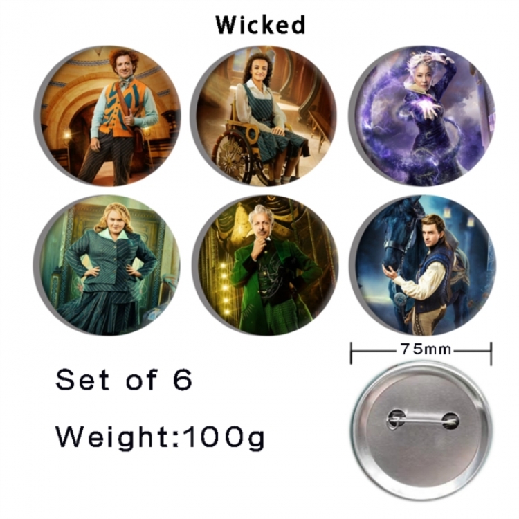 The Wicked Anime Tinplate Bright Film Emblem Badge 75mm a set of 6
