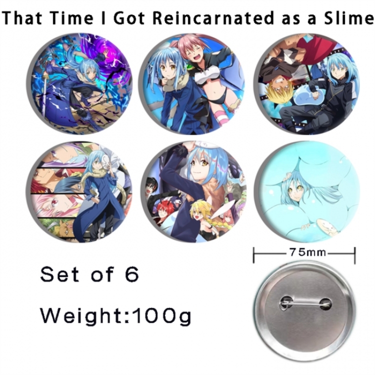 That Time I Got Slim Anime Tinplate Bright Film Emblem Badge 75mm a set of 6