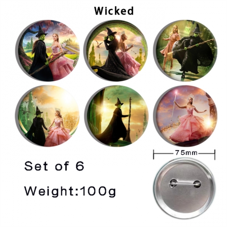 The Wicked Anime Tinplate Bright Film Emblem Badge 75mm a set of 6
