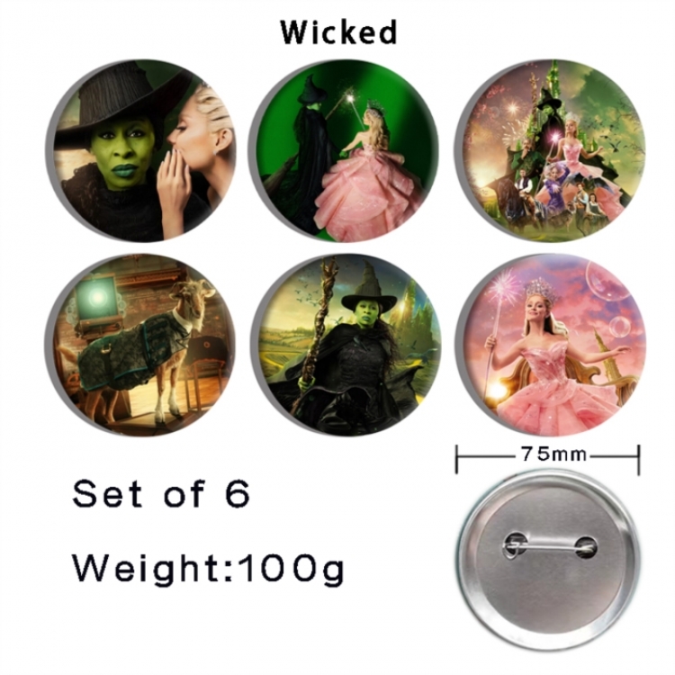 The Wicked Anime Tinplate Bright Film Emblem Badge 75mm a set of 6