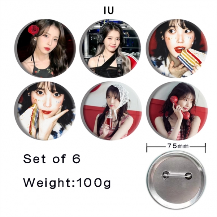 IU Anime Tinplate Bright Film Emblem Badge 75mm a set of 6