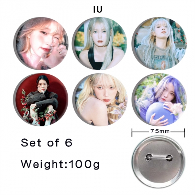 IU Anime Tinplate Bright Film Emblem Badge 75mm a set of 6