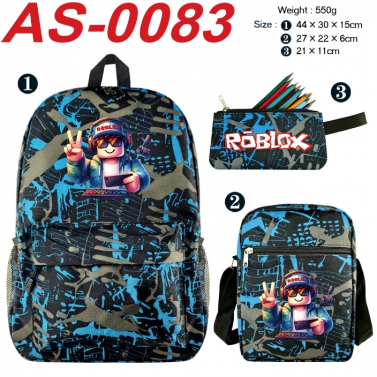 Roblox Anime canvas backpack backpack+lunch bag+pencil case set 550g