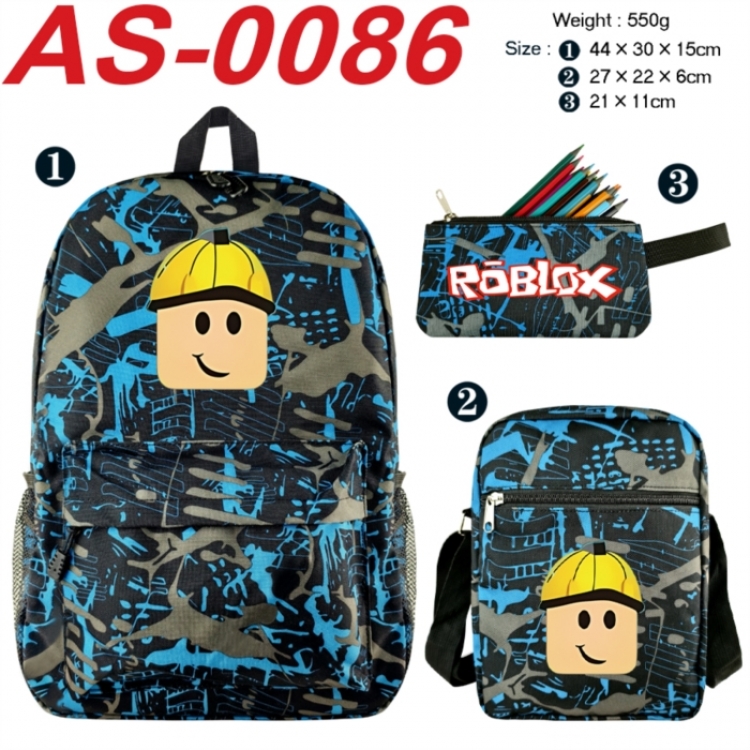 Roblox Anime canvas backpack backpack+lunch bag+pencil case set 550g