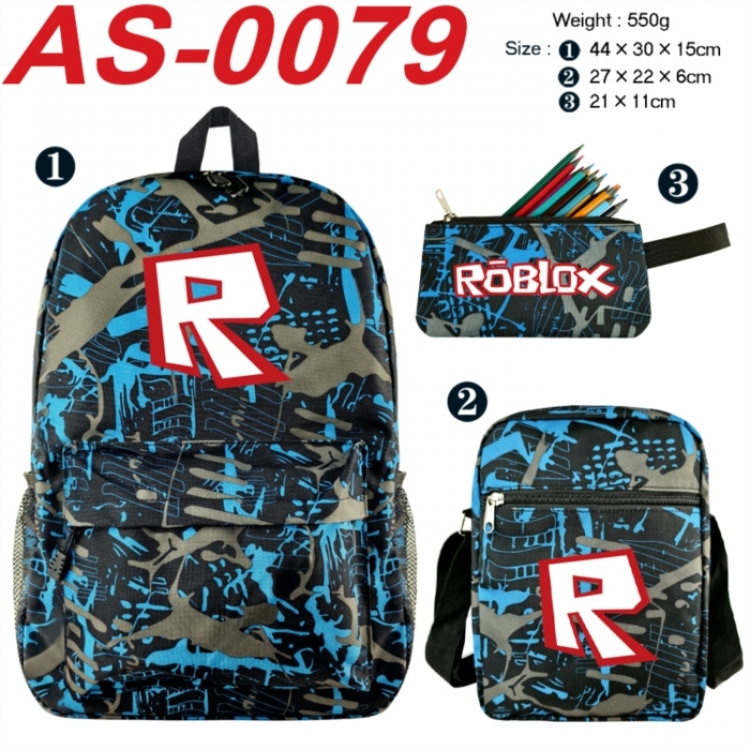 Roblox Anime canvas backpack backpack+lunch bag+pencil case set 550g
