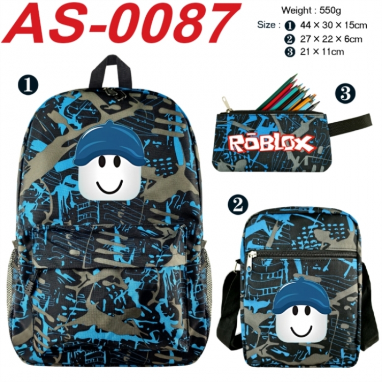 Roblox Anime canvas backpack backpack+lunch bag+pencil case set 550g