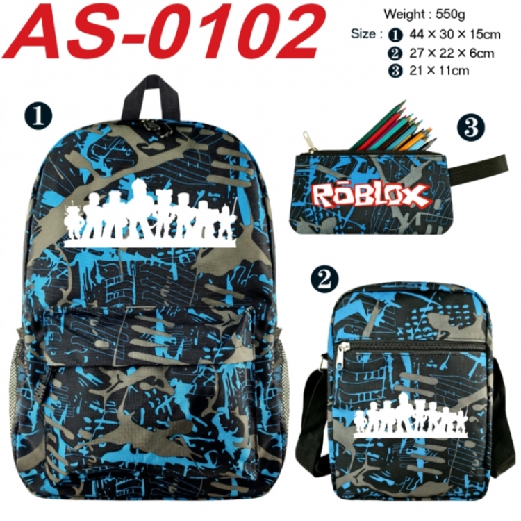 Roblox Anime canvas backpack backpack+lunch bag+pencil case set 550g