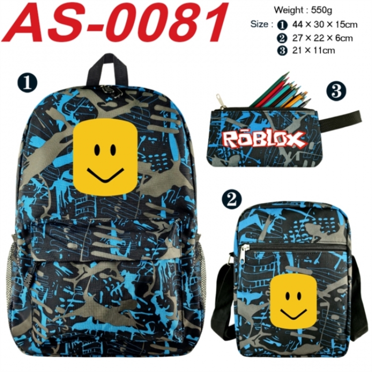 Roblox Anime canvas backpack backpack+lunch bag+pencil case set 550g