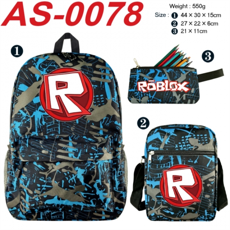 Roblox Anime canvas backpack backpack+lunch bag+pencil case set 550g
