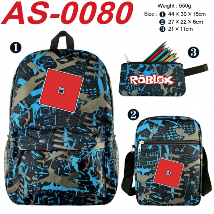 Roblox Anime canvas backpack backpack+lunch bag+pencil case set 550g