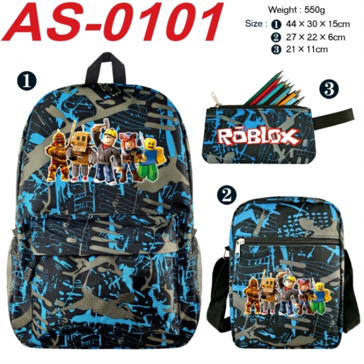 Roblox Anime canvas backpack backpack+lunch bag+pencil case set 550g